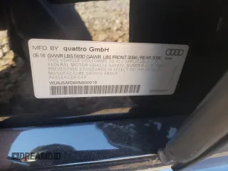 2017 Audi S8 z VIN WUAJ5AFD6HN900019, wystawiony jako Copart lot #61722034 z przebiegiem 103 356 mil mil oraz Szkody całkowita. Historia ofert i sprzedaży dostępna na DreamBid. Obrazek 13.