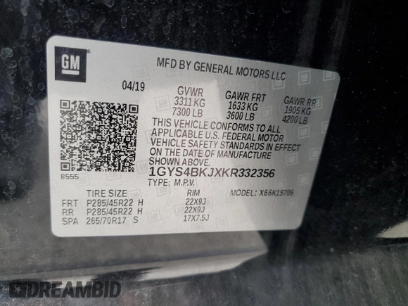 2019 Cadillac Escalade Luxury z VIN 1GYS4BKJXKR332356, wystawiony jako Copart lot #51145745 z przebiegiem 117 398 mil mil oraz Szkody całkowita. Historia ofert i sprzedaży dostępna na DreamBid. Obrazek 13.
