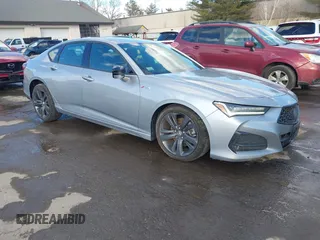 2021 Acura TLX w/A-Spec Package with VIN 19UUB6F5XMA012031, listed as a IAAI auction lot 41589121 with 44,471 mi miles. Bid and sale history available at carsss.com. Image 1.