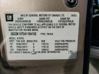 2004 Chevrolet Silverado 1500 Z71 with VIN 2GCEK19T041164152, listed as a Copart auction lot 54296785 with 195,494 mi miles and Salvage Title. Bid and sale history available at DreamBid. Image 12.