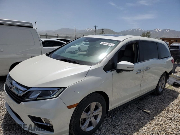 2019 Honda Odyssey EX-L z VIN 5FNRL6H71KB061252, wystawiony jako Copart lot #56358015 z przebiegiem 75 556 mil mil oraz Szkoda całkowita • Salvage title. Historia ofert i sprzedaży dostępna na DreamBid. Obrazek 1.