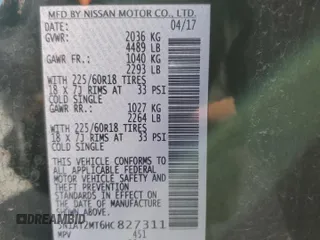 2017 Nissan Rogue S с VIN 5N1AT2MT6HC827311, выставлен на аукционе Copart как лот 56909935 с пробегом 135 120 миль миль и Списание • Salvage title. История ставок и продаж доступна на DreamBid. Изображение 14.