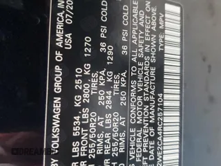 2024 Volkswagen Atlas SE z VIN 1V2WE2CA4RC257104, wystawiony jako Copart lot #57352095 z przebiegiem 7 189 mil mil oraz Szkoda całkowita • Salvage title. Historia ofert i sprzedaży dostępna na DreamBid. Obrazek 12.