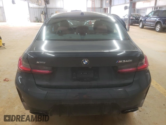 2024 BMW 3 Series M340i xDrive with VIN 3MW49FF07R8E07606, listed as a Copart auction lot 43649495 with 0 mi miles and Salvage Title. Bid and sale history available at carsss.com. Image 6.
