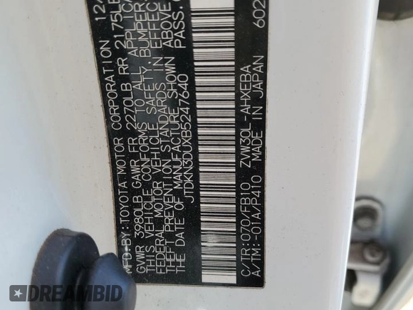 2011 Toyota Prius I with VIN JTDKN3DUXB5247640, listed as a Copart auction lot 53158365 with 149,696 mi miles and Salvage Title. Bid and sale history available at carsss.com. Image 12.