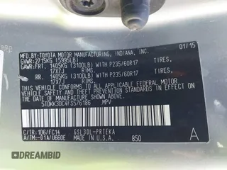 2015 Toyota Sienna LE AAS с VIN 5TDKK3DC4FS576186, выставлен на аукционе IAAI как лот 42372839 с пробегом 101 593 миль миль и . История ставок и продаж доступна на DreamBid. Изображение 9.
