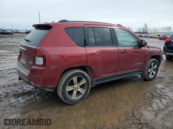 2017 Jeep Compass High Altitude with VIN 1C4NJDEB9HD170222, listed as a Copart auction lot 46643865 with 121,338 mi miles and Clean Title. Bid and sale history available at DreamBid. Image 3.