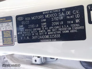 2021 Kia Forte LXS with VIN 3KPF24AD0ME325838, listed as a IAAI auction lot 41628351 with 57,846 mi miles. Bid and sale history available at carsss.com. Image 9.