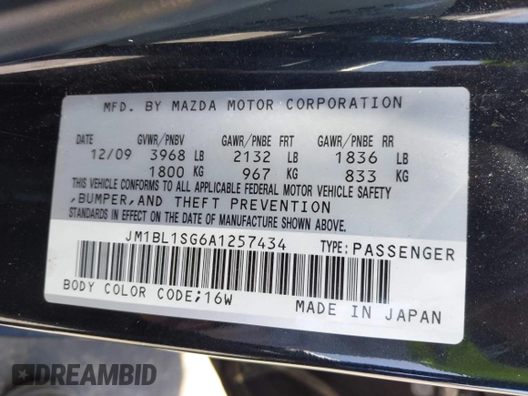 2010 Mazda 3 i Touring with VIN JM1BL1SG6A1257434, listed as a IAAI auction lot 42137490 with 128,268 mi miles and . Bid and sale history available at carsss.com. Image 9.