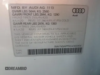 2014 Audi SQ5 Prestige with VIN WA1VGAFP5EA065904, listed as a Copart auction lot 66500385 with 104,635 mi miles and Clean title. Bid and sale history available at DreamBid. Image 13.