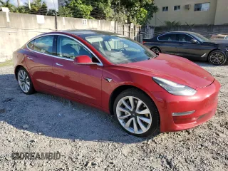 2019 Tesla Model 3 Long Range with VIN 5YJ3E1EB8KF389649, listed as a Copart auction lot 43921645 with 46,818 mi miles and Salvage Title. Bid and sale history available at carsss.com. Image 4.