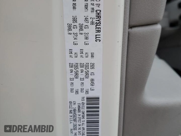 2008 Chrysler Aspen Limited z VIN 1A8HX58298F138266, wystawiony jako Copart lot #42144565 z przebiegiem 281 420 mil mil oraz Szkoda całkowita • Salvage title. Historia ofert i sprzedaży dostępna na DreamBid. Obrazek 13.