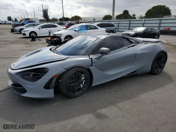 2022 McLaren 720S with VIN SBM14FCA4NW006444, listed as a Copart auction lot 45854525 with NaN miles and Salvage Title. Bid and sale history available at carsss.com. Image 1.