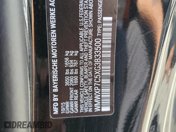 2016 MINI Hardtop S with VIN WMWXP7C5XG3B33500, listed as a Copart auction lot 65537105 with 114,984 mi miles and Salvage title. Bid and sale history available at DreamBid. Image 14.