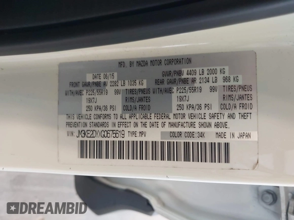 2016 Mazda CX-5 Grand Touring with VIN JM3KE2DYXG0675619, listed as a IAAI auction lot 42137144 with 106,262 mi miles and . Bid and sale history available at DreamBid. Image 9.