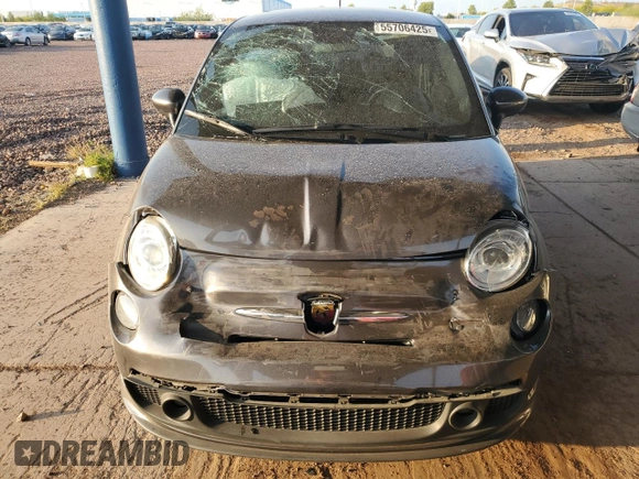 2015 FIAT 500 Abarth with VIN 3C3CFFFHXFT597430, listed as a Copart auction lot 55706425 with 67,026 mi miles and Salvage title. Bid and sale history available at DreamBid. Image 5.
