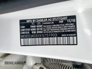 2019 Mercedes-Benz CLA 250 with VIN WDDSJ4EBXKN751903, listed as a Copart auction lot 59183915 with 71,604 mi miles and Salvage title. Bid and sale history available at DreamBid. Image 12.