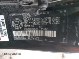 2012 Toyota Sienna XLE with VIN 5TDDK3DC3CS045999, listed as a Copart auction lot 47673225 with 290,448 mi miles and Salvage Title. Bid and sale history available at carsss.com. Image 14.