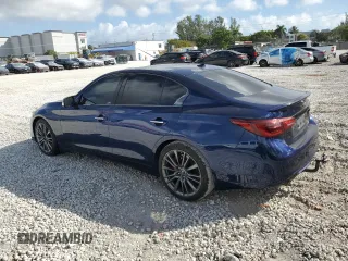 2022 Infiniti Q50 Red Sport 400 with VIN JN1FV7DP4NM370267, listed as a Copart auction lot 45451545 with 46,313 mi miles and Salvage Title. Bid and sale history available at DreamBid. Image 2.