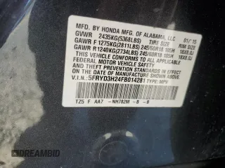 2015 Acura MDX with VIN 5FRYD3H24FB014281, listed as a Copart auction lot 88963145 with 219,167 mi miles and Salvage title. Bid and sale history available at DreamBid. Image 15.