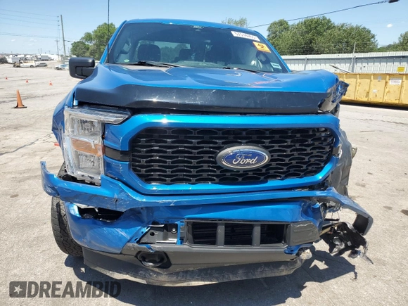 2021 Ford F-150 XL with VIN 1FTEX1EP8MFC94005, listed as a Copart auction lot 57518465 with 32,149 mi miles and Salvage title. Bid and sale history available at DreamBid. Image 5.