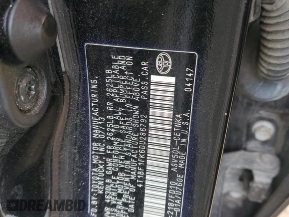 2013 Toyota Camry L with VIN 4T1BF1FK6DU286792, listed as a Copart auction lot 42999995 with 139,185 mi miles and Salvage Title. Bid and sale history available at carsss.com. Image 13.