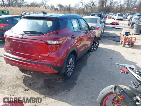 2023 Nissan Kicks SV with VIN 3N1CP5CV4PL569883, listed as a IAAI auction lot 41768754 with 8,253 mi miles. Bid and sale history available at carsss.com. Image 4.