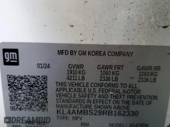 2024 Buick Encore GX Preferred с VIN KL4AMBS28RB162330, выставлен на аукционе Copart как лот 60863045 с пробегом 14 401 миль миль и Чистый • Clean title. История ставок и продаж доступна на DreamBid. Изображение 14.