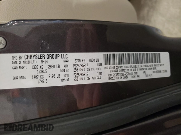 2015 Chrysler Town & Country Touring L with VIN 2C4RC1CG0FR578448, listed as a Copart auction lot 54049825 with 203,195 mi miles and Salvage Title. Bid and sale history available at DreamBid. Image 13.
