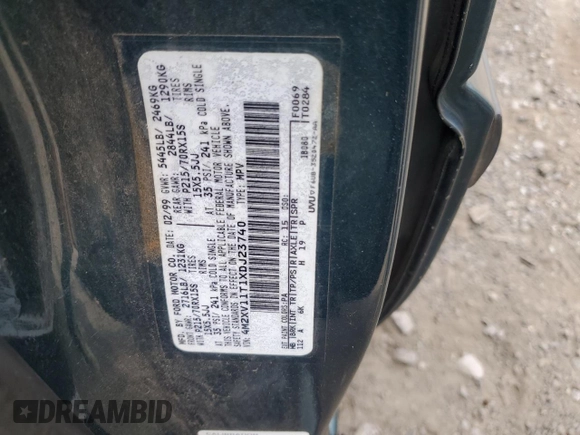1999 Mercury Villager z VIN 4M2XV11T1XDJ23740, wystawiony jako Copart lot #71845964 z przebiegiem 137 758 mil mil oraz Szkody całkowita. Historia ofert i sprzedaży dostępna na DreamBid. Obrazek 13.