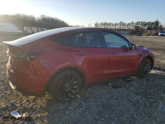 2023 Tesla Model Y Performance with VIN 7SAYGDEF2PF946179, listed as a Copart auction lot 44989015 with 19,066 mi miles and Salvage Title. Bid and sale history available at carsss.com. Image 3.