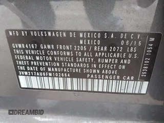 2015 Volkswagen Golf TSI SEL z VIN 3VW217AU6FM102664, wystawiony jako IAAI lot #41868959 z przebiegiem 92 936 mil mil oraz . Historia ofert i sprzedaży dostępna na DreamBid. Obrazek 9.