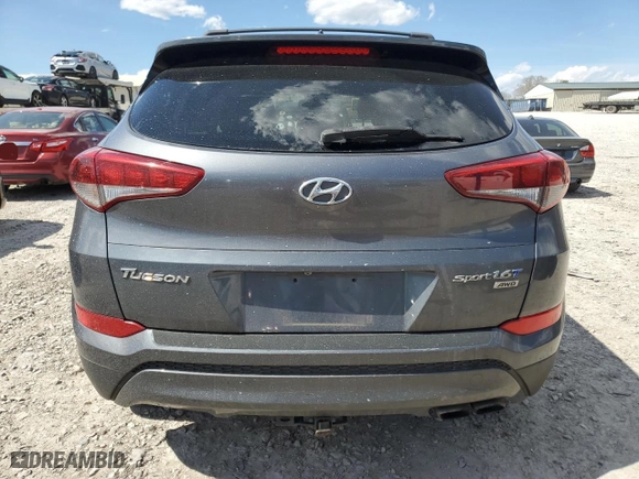 2016 Hyundai Tucson Eco with VIN KM8J3CA28GU226492, listed as a Copart auction lot 50471215 with 107,526 mi miles and Clean Title. Bid and sale history available at carsss.com. Image 6.