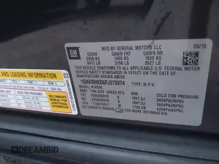 2015 Chevrolet Traverse LT с VIN 1GNKRHKD6FJ370974, выставлен на аукционе IAAI как лот 41533141 с пробегом 71 679 миль миль и . История ставок и продаж доступна на DreamBid. Изображение 9.