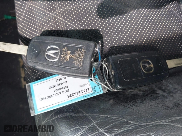 2012 Acura TSX Tech Pkg with VIN JH4CU2F67CC006811, listed as a IAAI auction lot 42020837 with 82,846 mi miles. Bid and sale history available at carsss.com. Image 11.