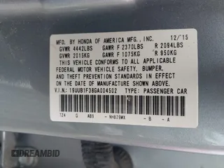 2016 Acura TLX with VIN 19UUB1F38GA004502, listed as a IAAI auction lot 42192259 with 75,979 mi miles and . Bid and sale history available at DreamBid. Image 9.