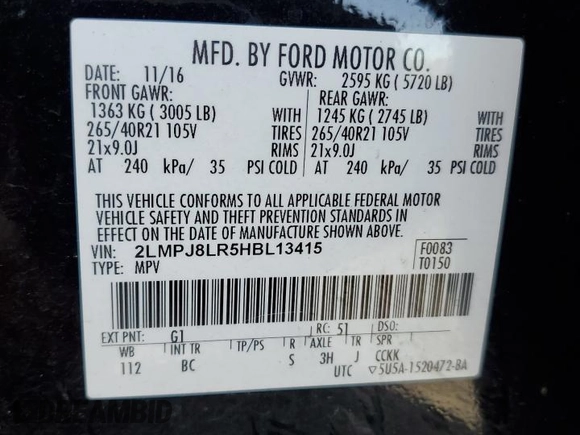 2017 Lincoln MKX Reserve z VIN 2LMPJ8LR5HBL13415, wystawiony jako Copart lot #51784495 z przebiegiem 114 580 mil mil oraz Szkoda całkowita • Salvage title. Historia ofert i sprzedaży dostępna na DreamBid. Obrazek 14.