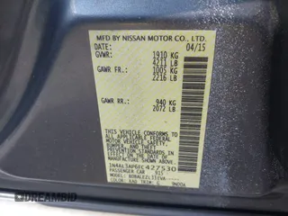 2015 Nissan Altima SL z VIN 1N4AL3AP6FC427530, wystawiony jako IAAI lot #42354220 z przebiegiem 63 142 mil mil oraz . Historia ofert i sprzedaży dostępna na DreamBid. Obrazek 9.