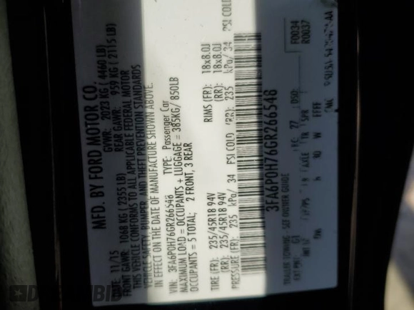 2016 Ford Fusion SE with VIN 3FA6P0H76GR266548, listed as a Copart auction lot 47586285 with 162,861 mi miles and Salvage Title. Bid and sale history available at DreamBid. Image 12.