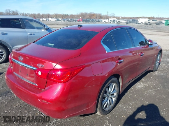 2014 Infiniti Q50 Premium with VIN JN1BV7AR4EM697482, listed as a IAAI auction lot 40844403 with 86,577 mi miles and . Bid and sale history available at DreamBid. Image 4.