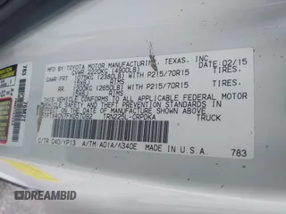 2015 Toyota Tacoma with VIN 5TFTX4CN7FX057092, listed as a IAAI auction lot 39318808 with 108,050 mi miles and . Bid and sale history available at DreamBid. Image 9.