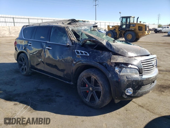2014 Infiniti QX80 with VIN JN8AZ2NFXE9556066, listed as a Copart auction lot 70839154 with Not Provided miles and Salvage Title. Bid and sale history available at carsss.com. Image 4.