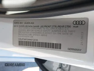 2017 Audi A6 Competition Prestige with VIN WAUF3AFC6HN012416, listed as a IAAI auction lot 41802953 with 117,207 mi miles. Bid and sale history available at carsss.com. Image 9.