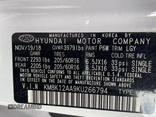 2019 Hyundai Kona SE with VIN KM8K12AA9KU266794, listed as a Copart auction lot 43103713 with 84,156 mi miles. Bid and sale history available at carsss.com. Image 10.