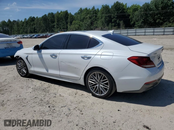 2020 Genesis G70 2.0T with VIN KMTG34LA5LU064227, listed as a Copart auction lot 59328375 with 77,287 mi miles and Salvage title. Bid and sale history available at DreamBid. Image 2.