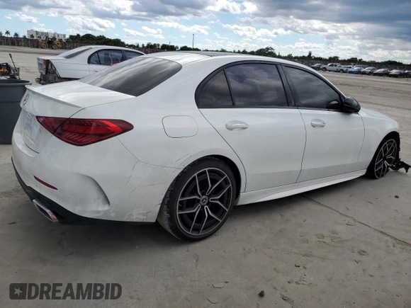 2022 Mercedes-Benz C 300 with VIN W1KAF4GB9NR043911, listed as a Copart auction lot 47158615 with 41,721 mi miles and Salvage Title. Bid and sale history available at DreamBid. Image 3.