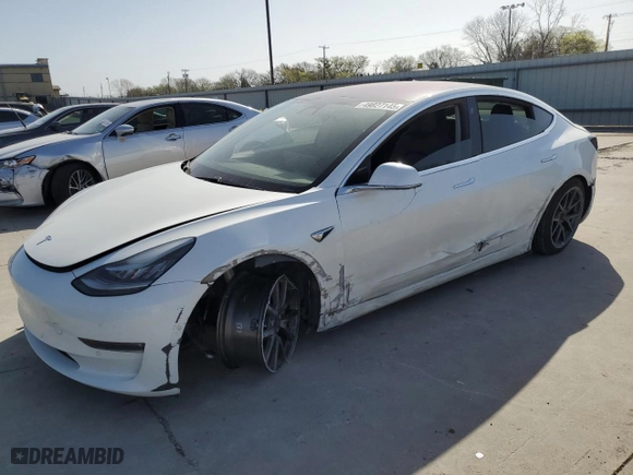 2018 Tesla Model 3 Long Range Battery with VIN 5YJ3E1EA5JF035285, listed as a Copart auction lot 49827145 with 0 mi miles and Salvage Title. Bid and sale history available at carsss.com. Image 1.