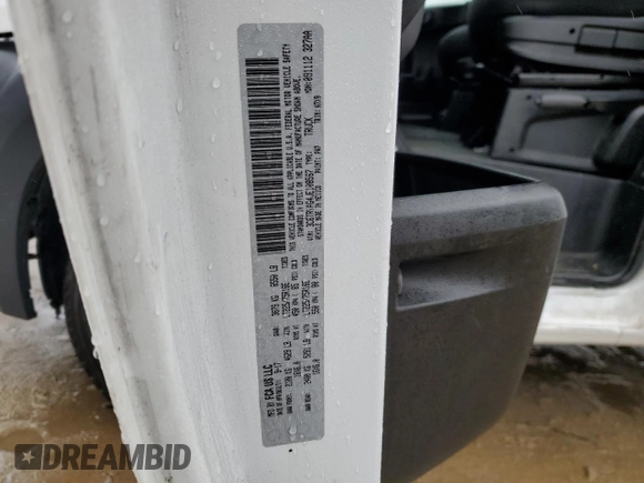2018 Ram ProMaster Cargo with VIN 3C6TRVAG4JE108567, listed as a Copart auction lot 46140604 with 186,656 mi miles and Clean Title. Bid and sale history available at DreamBid. Image 12.