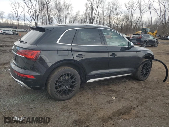 2021 Audi SQ5 Premium Plus with VIN WA1B4AFY9M2022325, listed as a Copart auction lot 50020205 with 57,836 mi miles and Salvage Title. Bid and sale history available at carsss.com. Image 3.