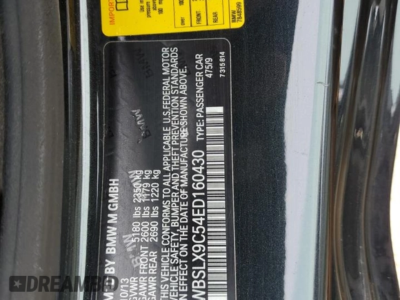 2014 BMW M6 z VIN WBSLX9C54ED160430, wystawiony jako Copart lot #66270794 z przebiegiem 92 025 mil mil oraz Szkoda całkowita • Salvage title. Historia ofert i sprzedaży dostępna na DreamBid. Obrazek 12.